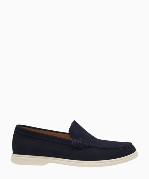 Suede loafers with debossed logo