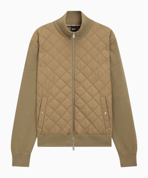 Knitted-wool jacket with quilted front