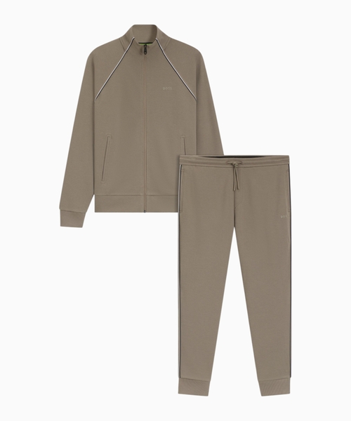 Cotton-blend tracksuit set with contrast piping
