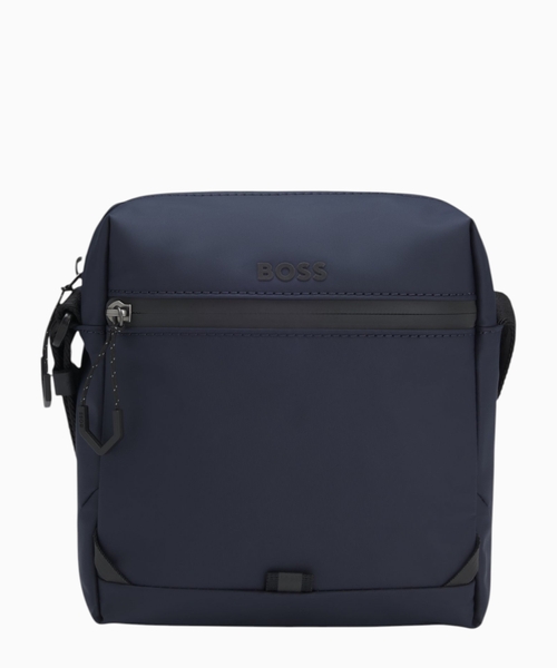 Faux-leather reporter bag with reflective details