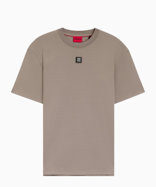 Interlock-cotton T-shirt with metallic stacked-logo badge