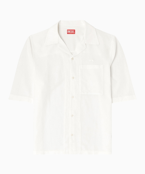 Linen-blend shirt with short sleeves