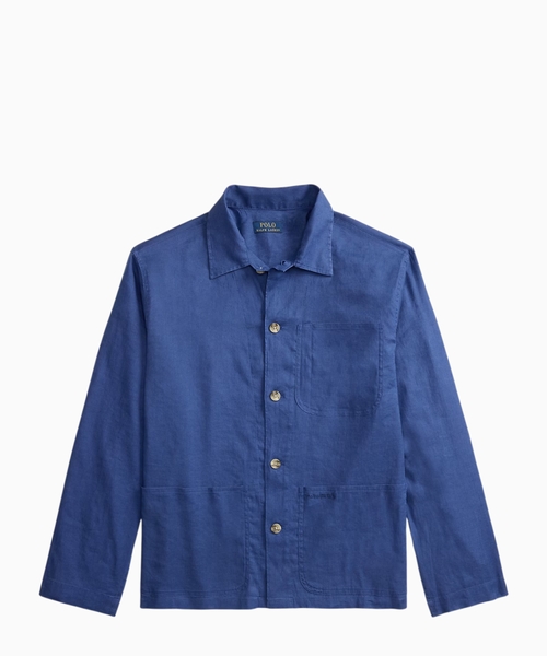 Stretch linen-cotton overshirt