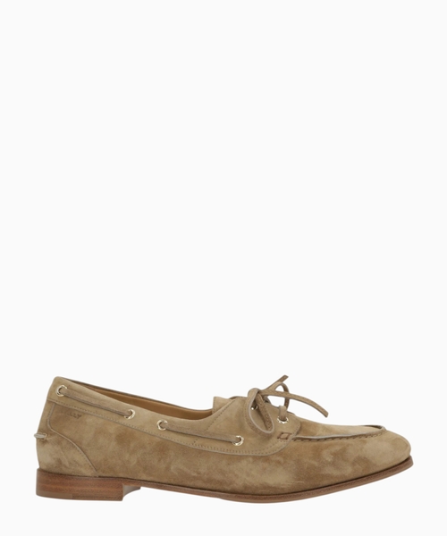 Lace-up suede loafers