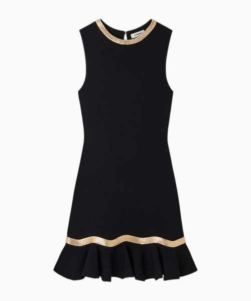 Metal chain knit mini dress