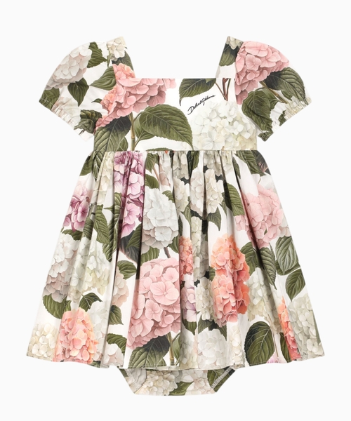 Hydrangea-print poplin dress