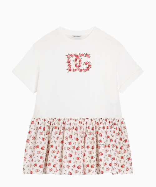 Rose-print dress with DG patch