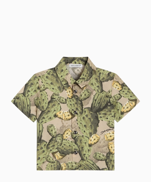 Cactus-print poplin shirt