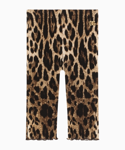Leopard-print ribbed leggings