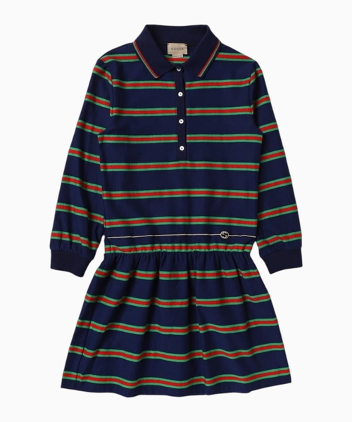 Polo dress with striped