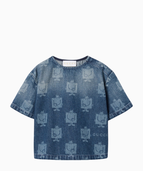 Printed denim T-shirt