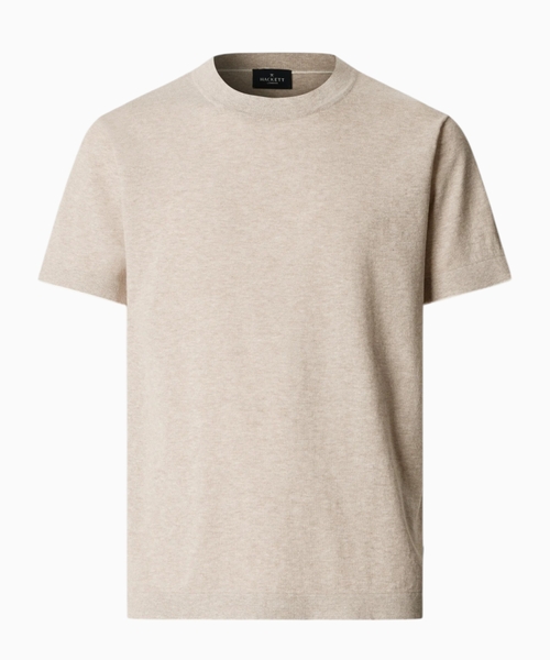 Cotton-linen knitted short sleeve T-shirt