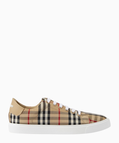 Check leather sneakers