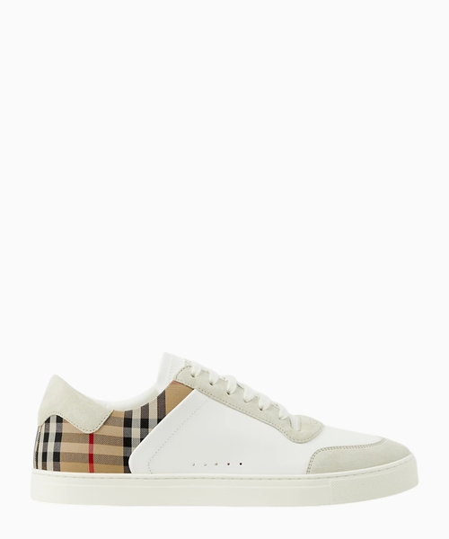 Leather, suede and check sneakers
