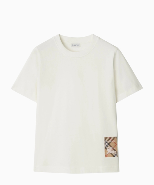 Damalı applikasiyalı pambıq T-shirt