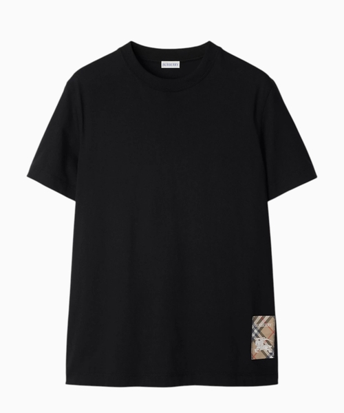 Damalı applikasiyalı pambıq T-shirt