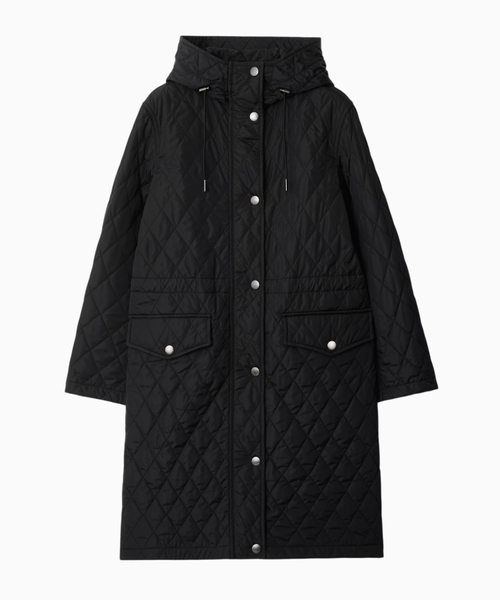 Quilted nylon hooded jacket