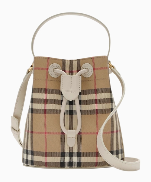 Mini check bucket bag