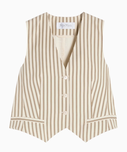 Striped cotton and silk canvas gilet