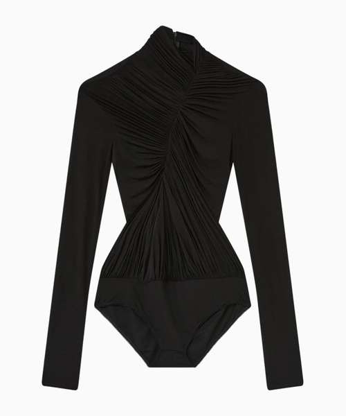 Draped crepe-jersey bodysuit