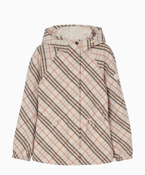 Reversible check hooded jacket