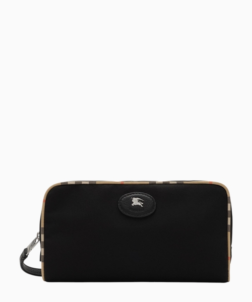 Medium check trim travel pouch