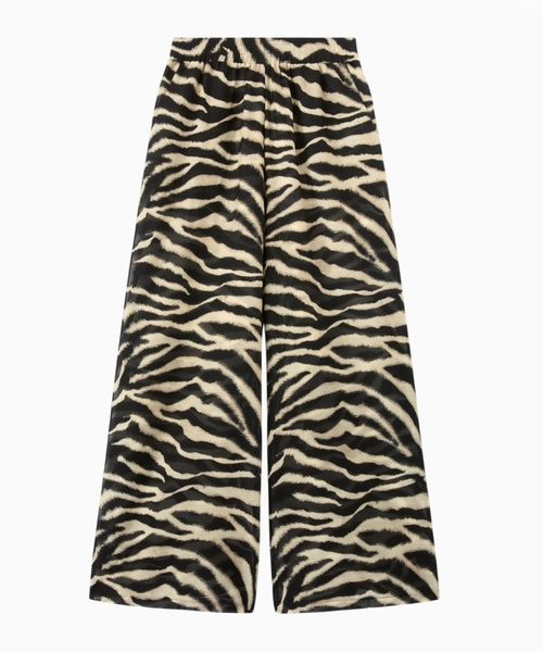Zebra-print cotton and silk palazzo trousers