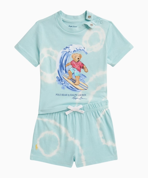 Polo Bear tie-dye cotton tee & shorts