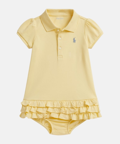Ruffled cotton polo dress and bloomer