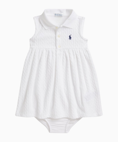 Mini-cable terry polo dress and bloomer