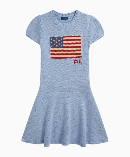 Flag-intarsia cotton dress