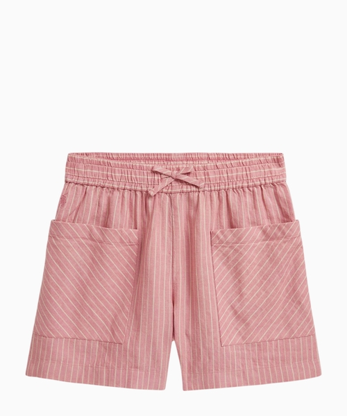 Striped linen-cotton shorts