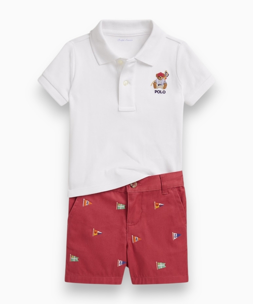 Polo Bear cotton polo shirt & shorts