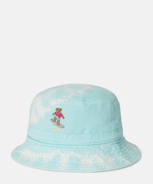 Tie-dye Polo Bear twill bucket hat