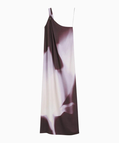 One-shoulder dress with print