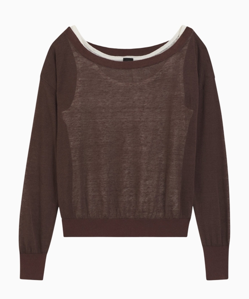 Linen-cotton jumper with underlayer