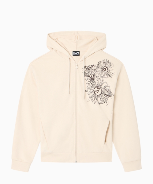 Cotton-blend hoodie with floral print