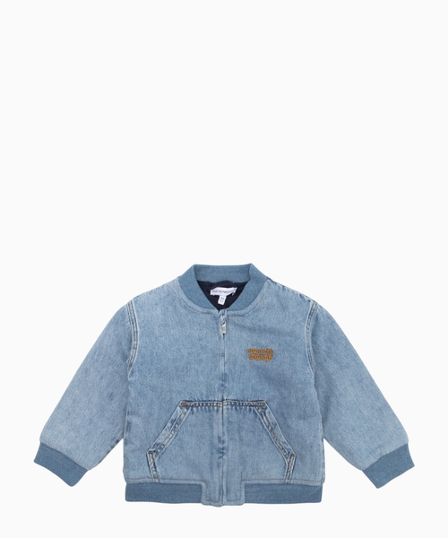 Denim bomber jacket with logo
