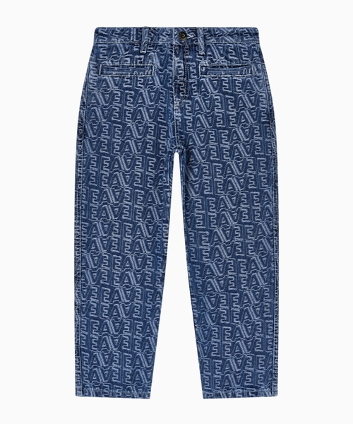 Denim jacquard jeans with logo