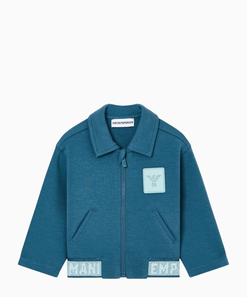 Double-jersey zip-up jacket with logo tape