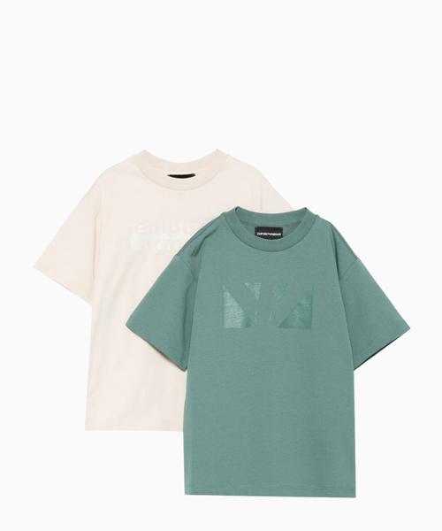 Loqolu ikili pambıq T-shirt dəsti