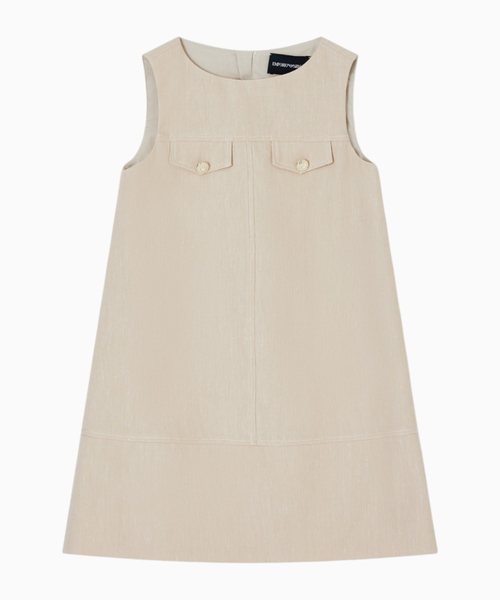 Denim-effect linen-blend dress