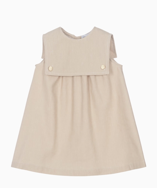 Denim-effect linen-blend dress