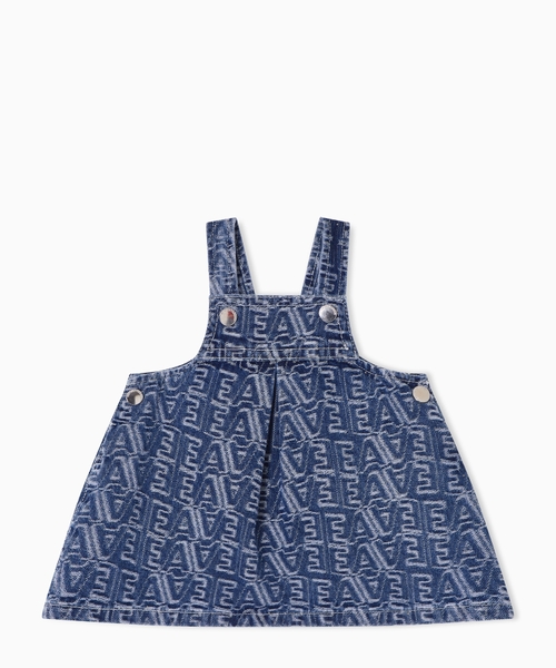 Denim jacquard dress with logo