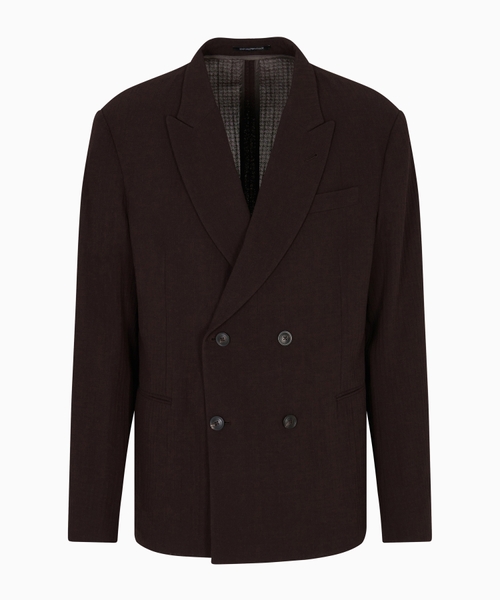 Double-breasted jacket in wool crêpe
