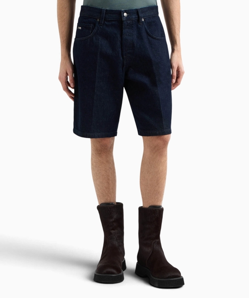 Logo denim shorts