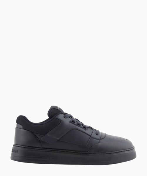 Leather sneakers with mesh details