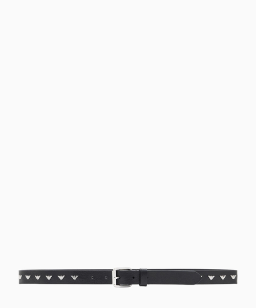 Leather belt with metal micro eagles