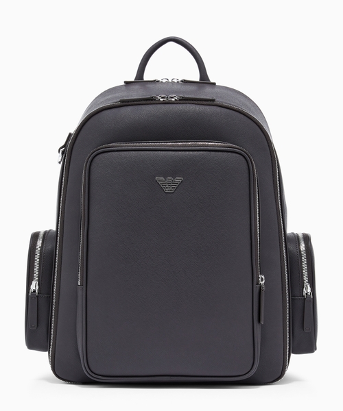 Backpack with a metallic logo