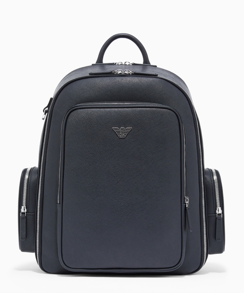 Backpack with a metallic logo